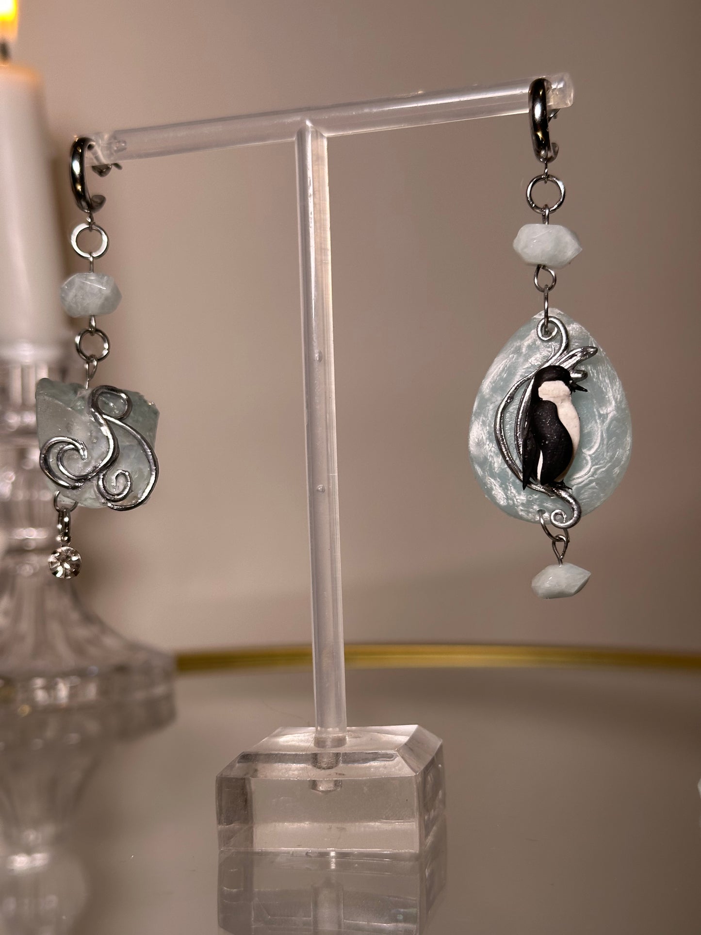 Arctic Penguin Ice Earrings