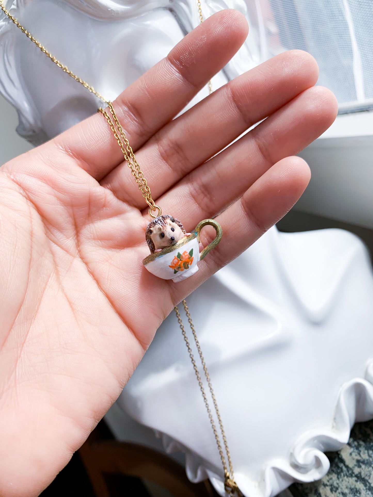 collana con riccio , collana victoriana , ciondolo riccio