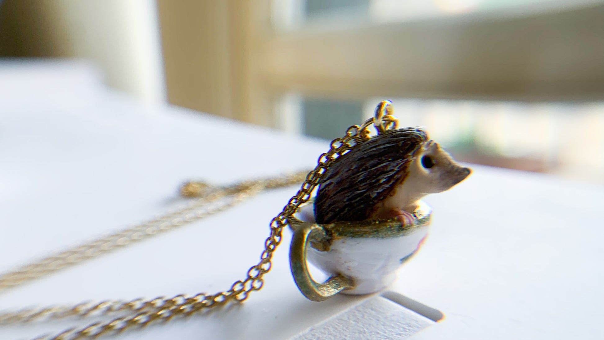 collana dorata riccio ciondolo riccio , ciondolo personalizzato