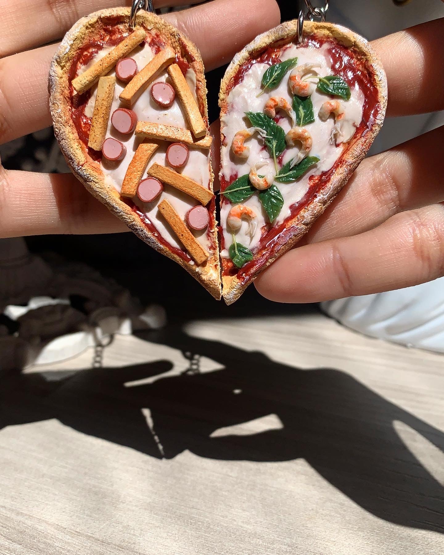 portachiavi personalizzato per coppie , regali per coppie cibo finto pizza , couple clay gift , engagement gift , regalo di fidanzamento , regalo di san valentino, anniversario, compleanni