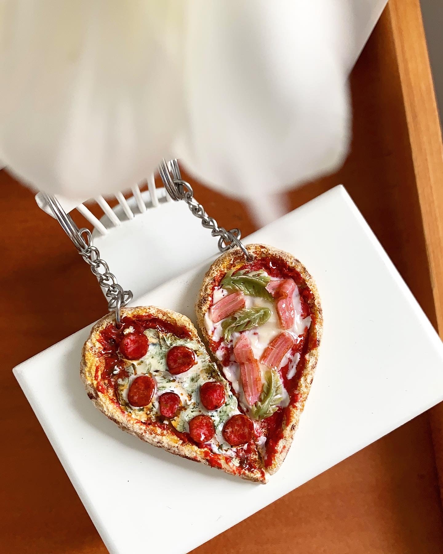 portachiavi personalizzato per coppie , regali per coppie cibo finto pizza , couple clay gift , engagement gift , regalo di fidanzamento , regalo di san valentino, anniversario, compleanni