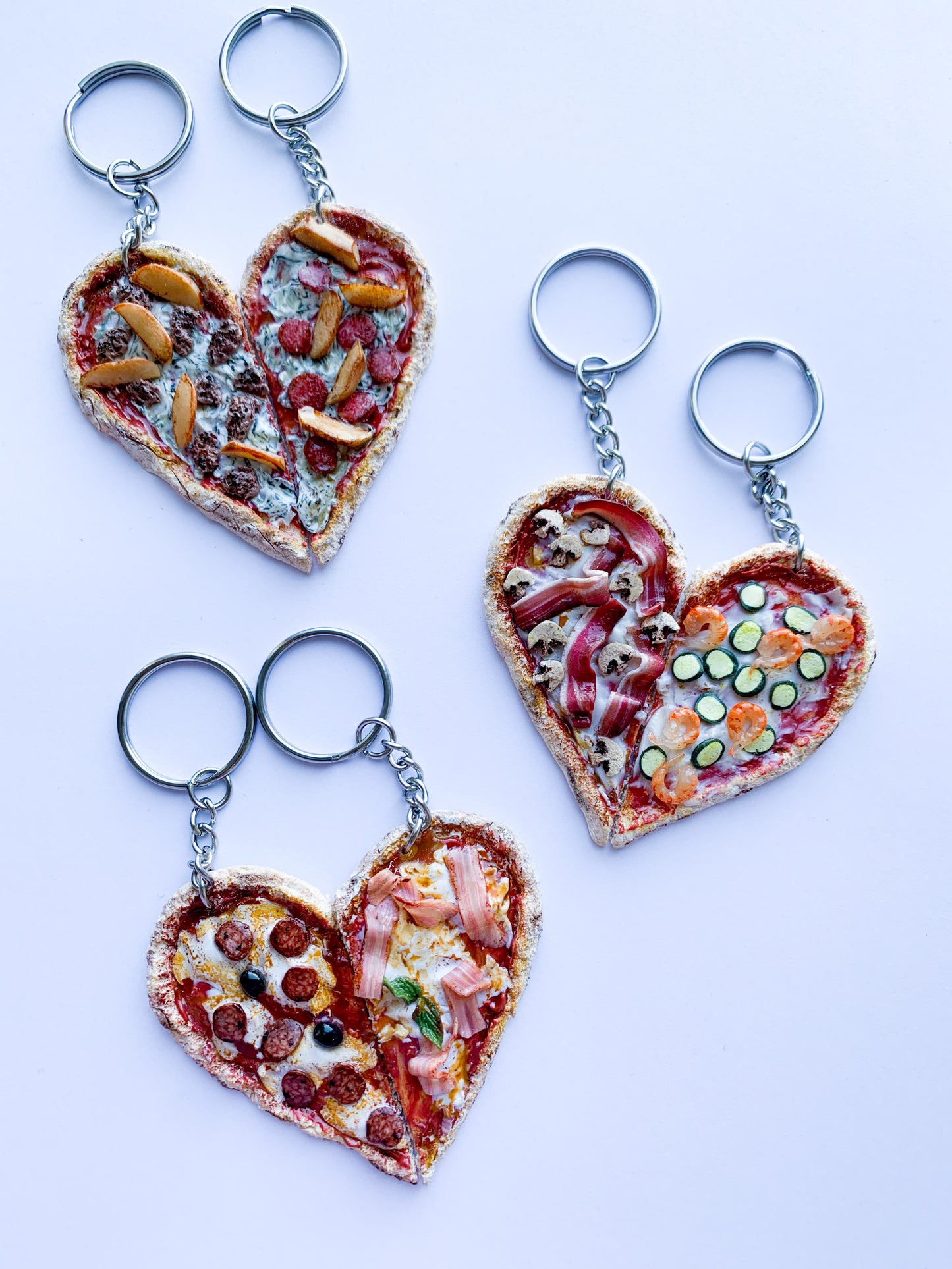 portachiavi personalizzato per coppie , regali per coppie cibo finto pizza , couple clay gift , engagement gift , regalo di fidanzamento , regalo di san valentino, anniversario, compleanni