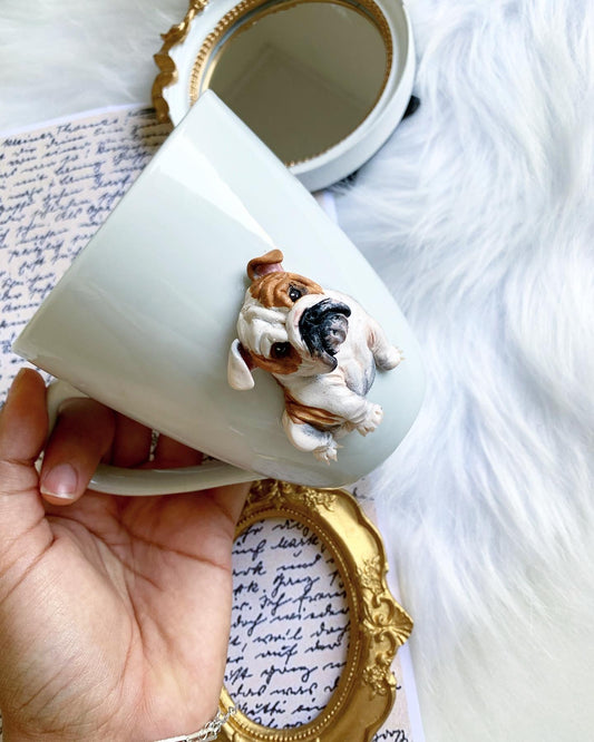 tazza decorata regalo personalizzato cane sculpito a mano pasta polimerica polymer clay dog