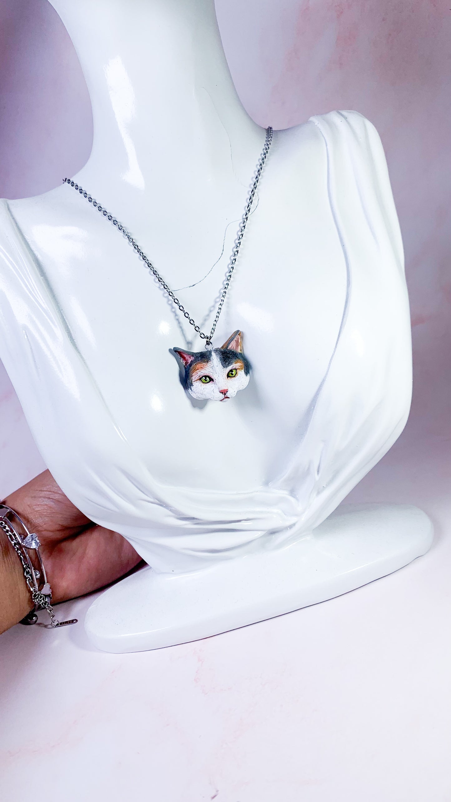 Collana  personalizzata , ciondolo a forma di gatto collana personalizzata con foto di animali domestici , cane , gatto , coniglio , idee regalo compleanno , anniversario , memorial. ciondoli personalizzati animali
