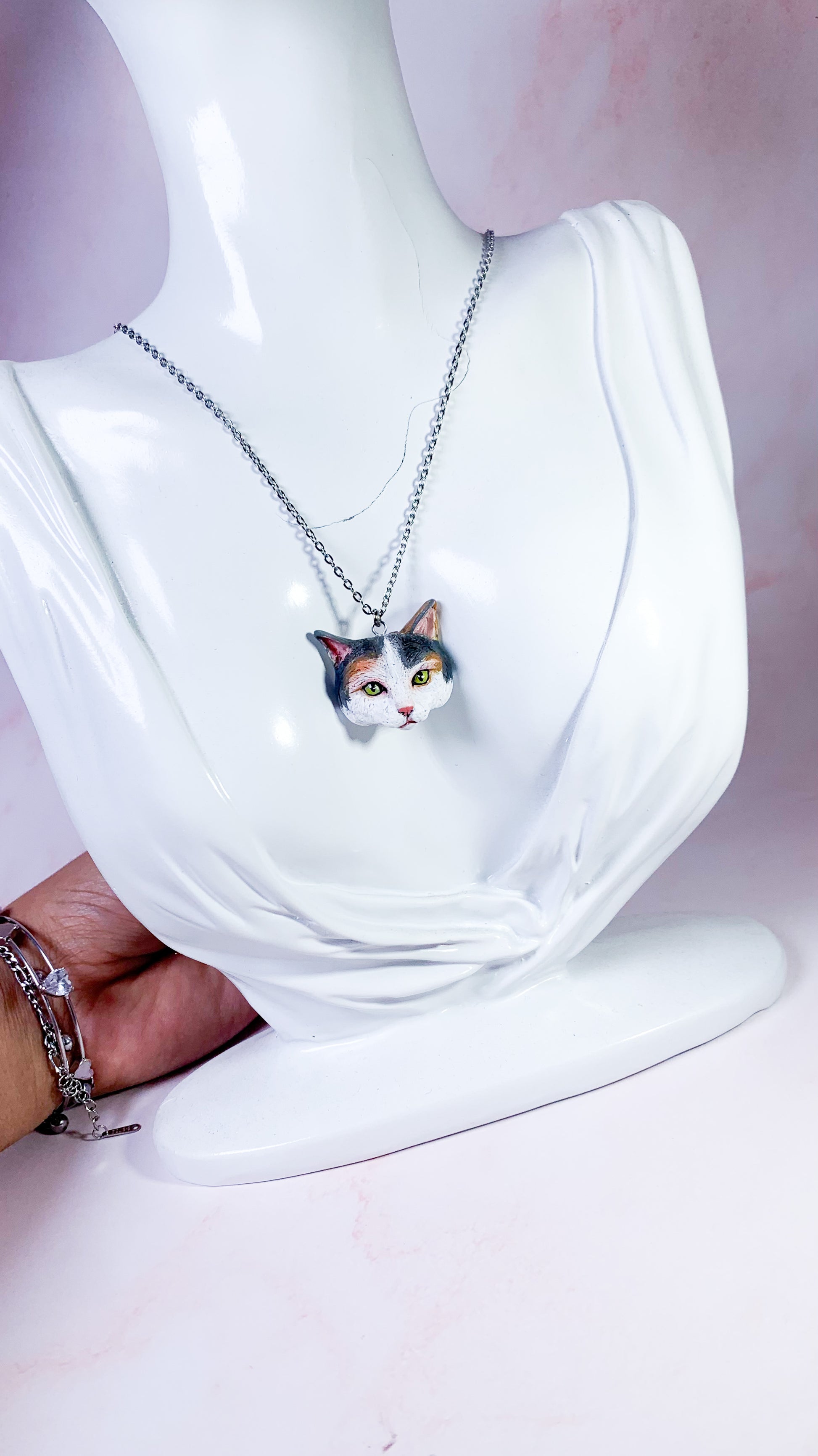 Collana  personalizzata , ciondolo a forma di gatto collana personalizzata con foto di animali domestici , cane , gatto , coniglio , idee regalo compleanno , anniversario , memorial. ciondoli personalizzati animali