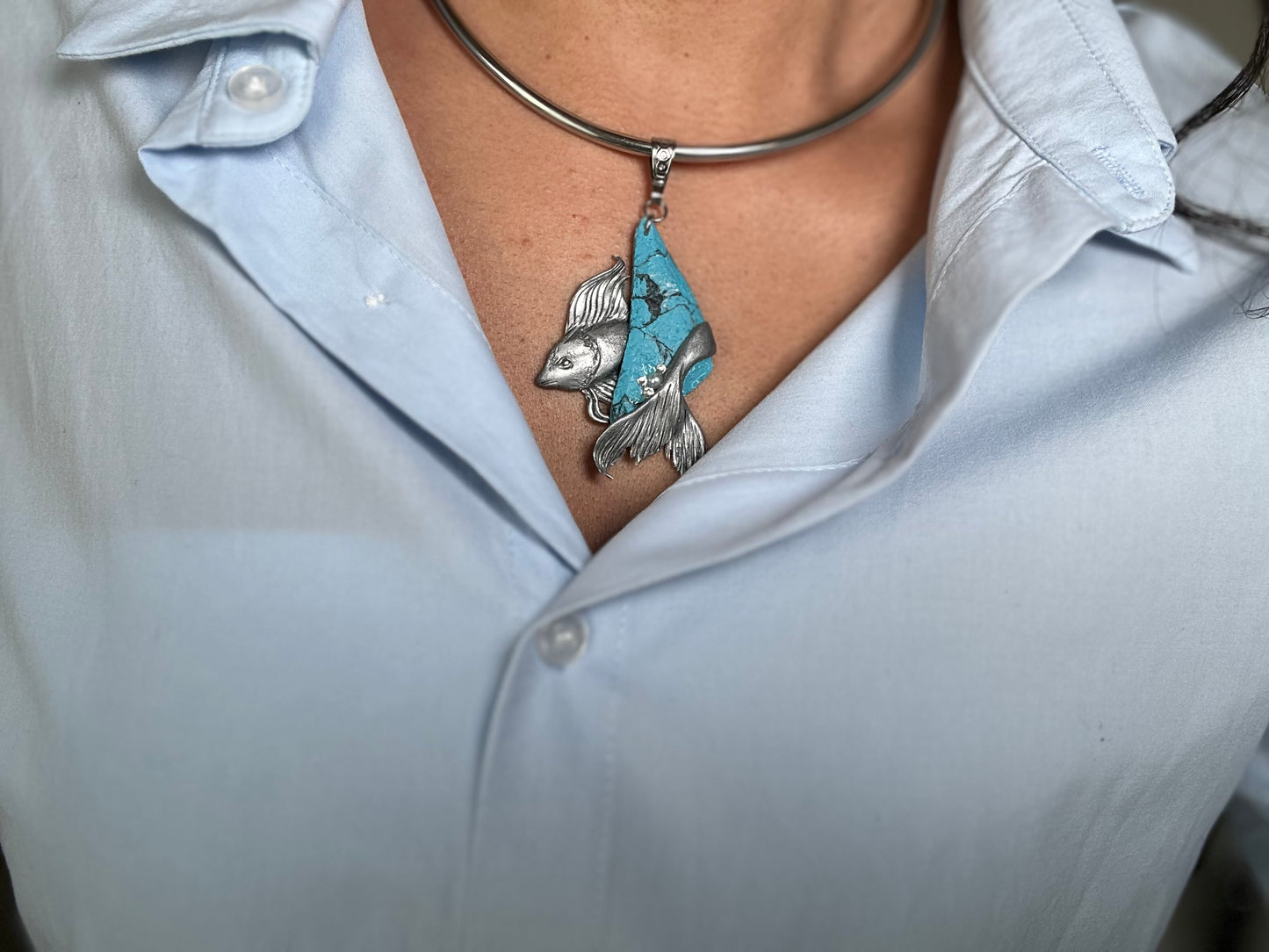Sea Relic Fish – Turquoise Artistic Necklace