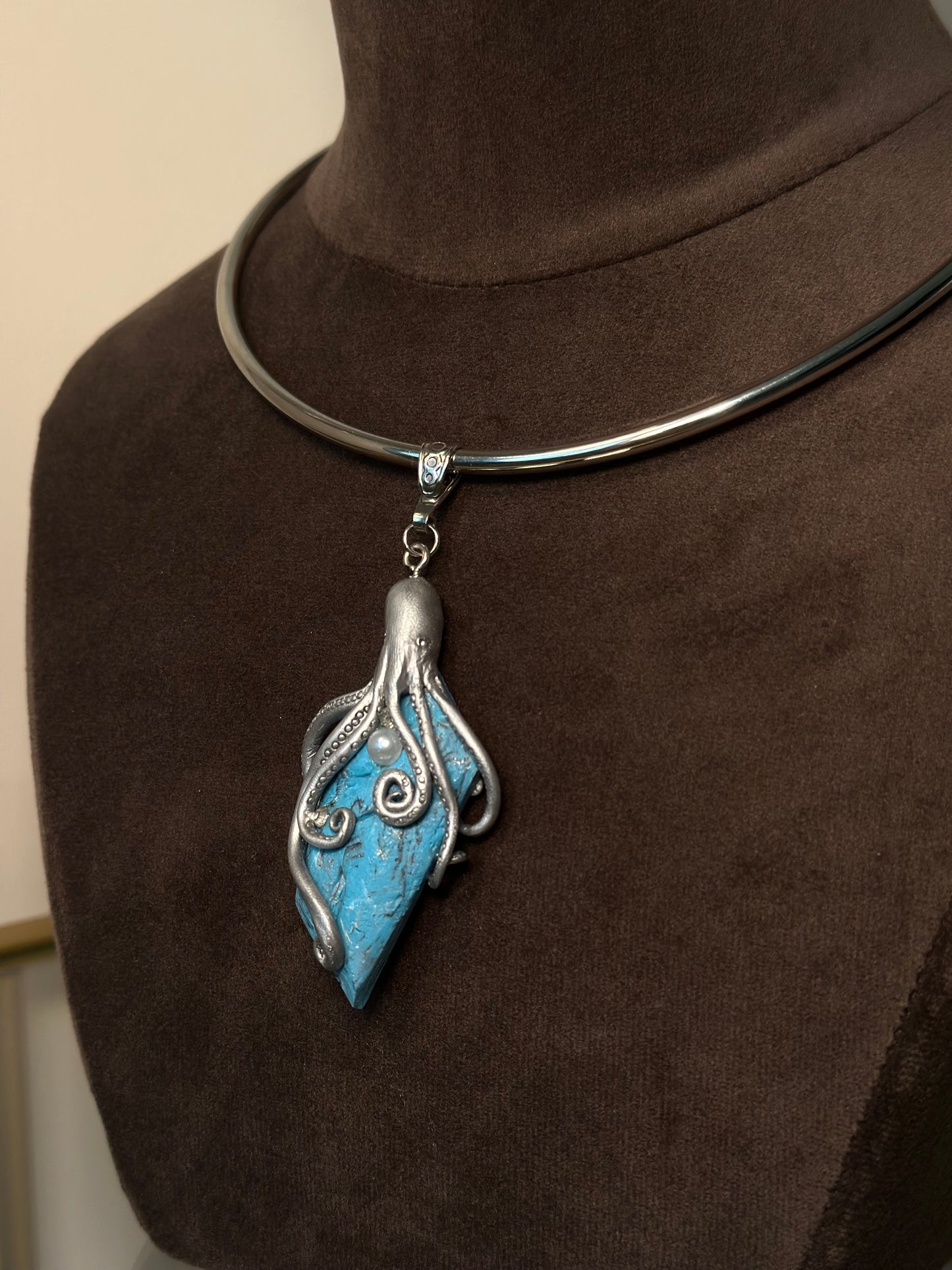 Deep Current Octopus – Turquoise Statement Necklace
