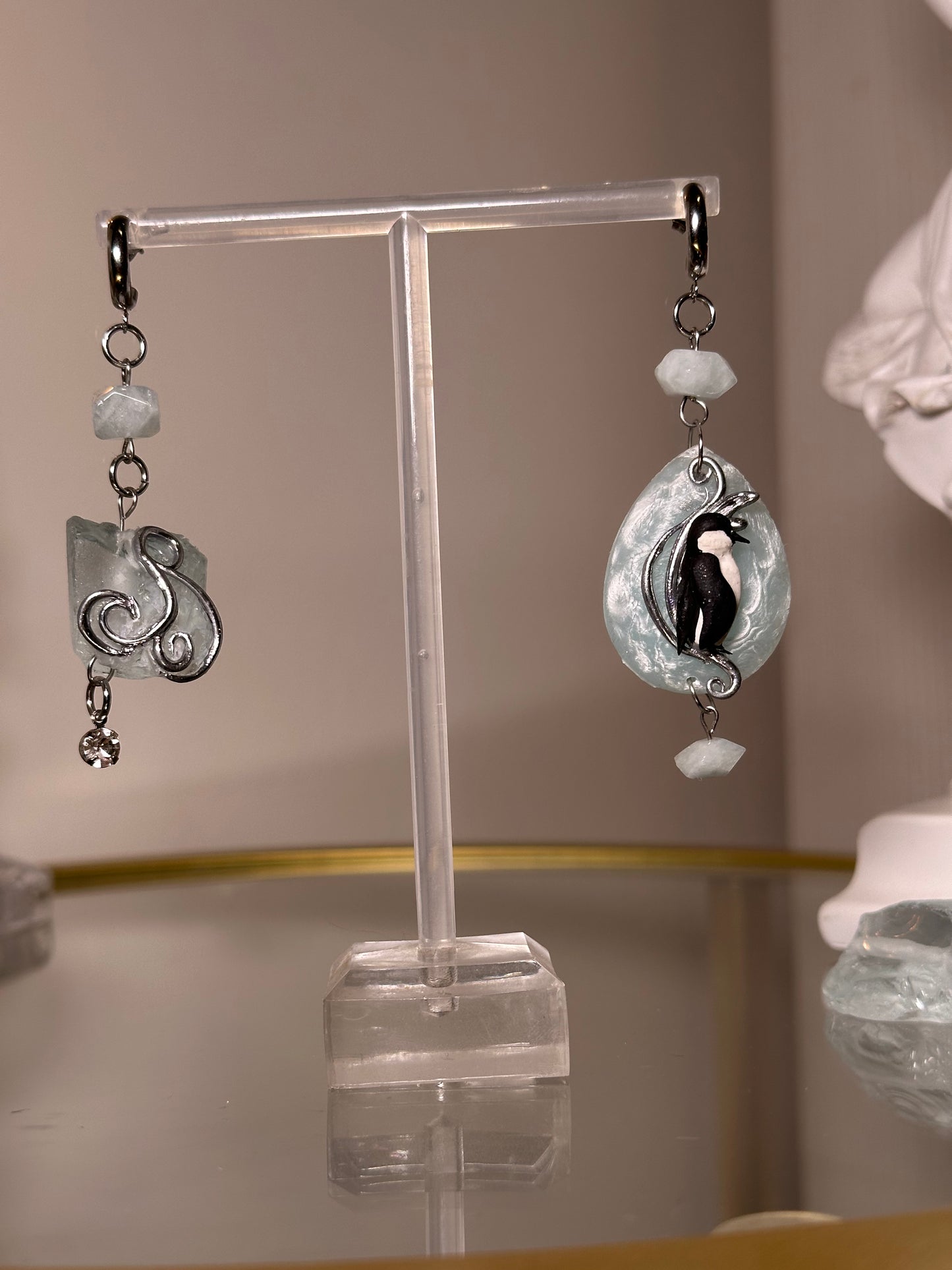 Arctic Penguin Ice Earrings