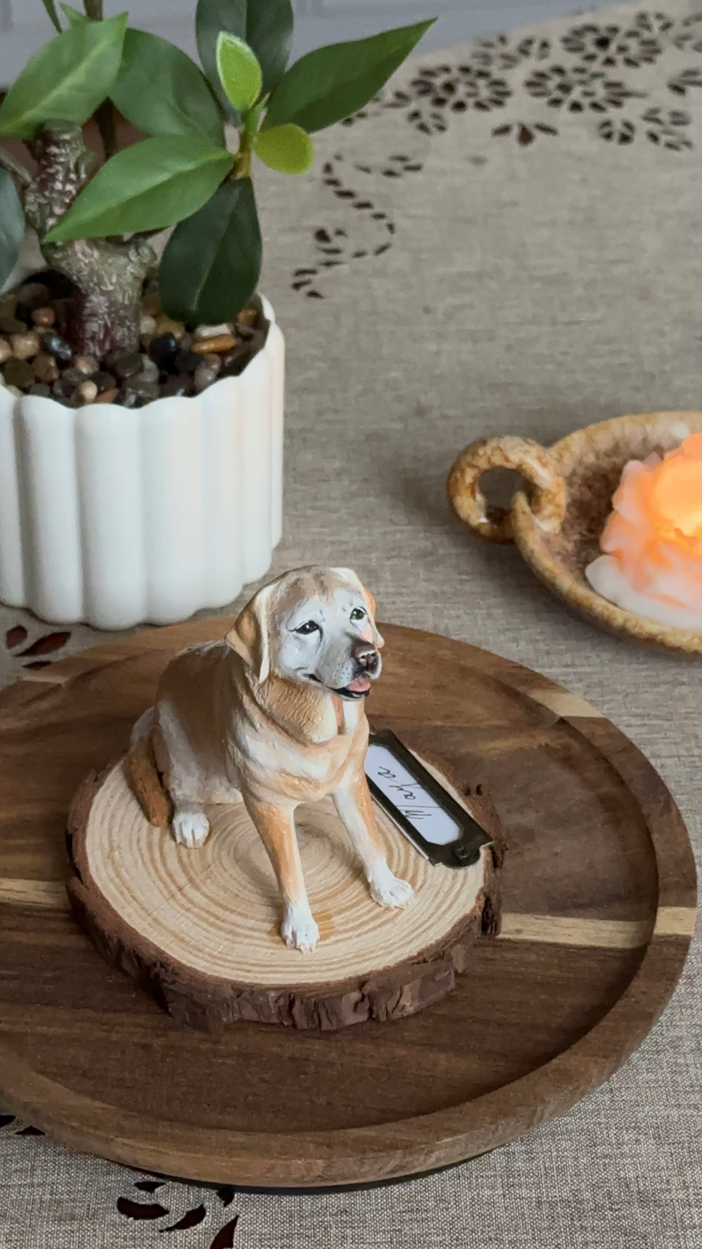     Custom pet sculpture handcrafted as a realistic dog, cat or small animal portrait on a wooden base, a luxury keepsake for devoted pet owners