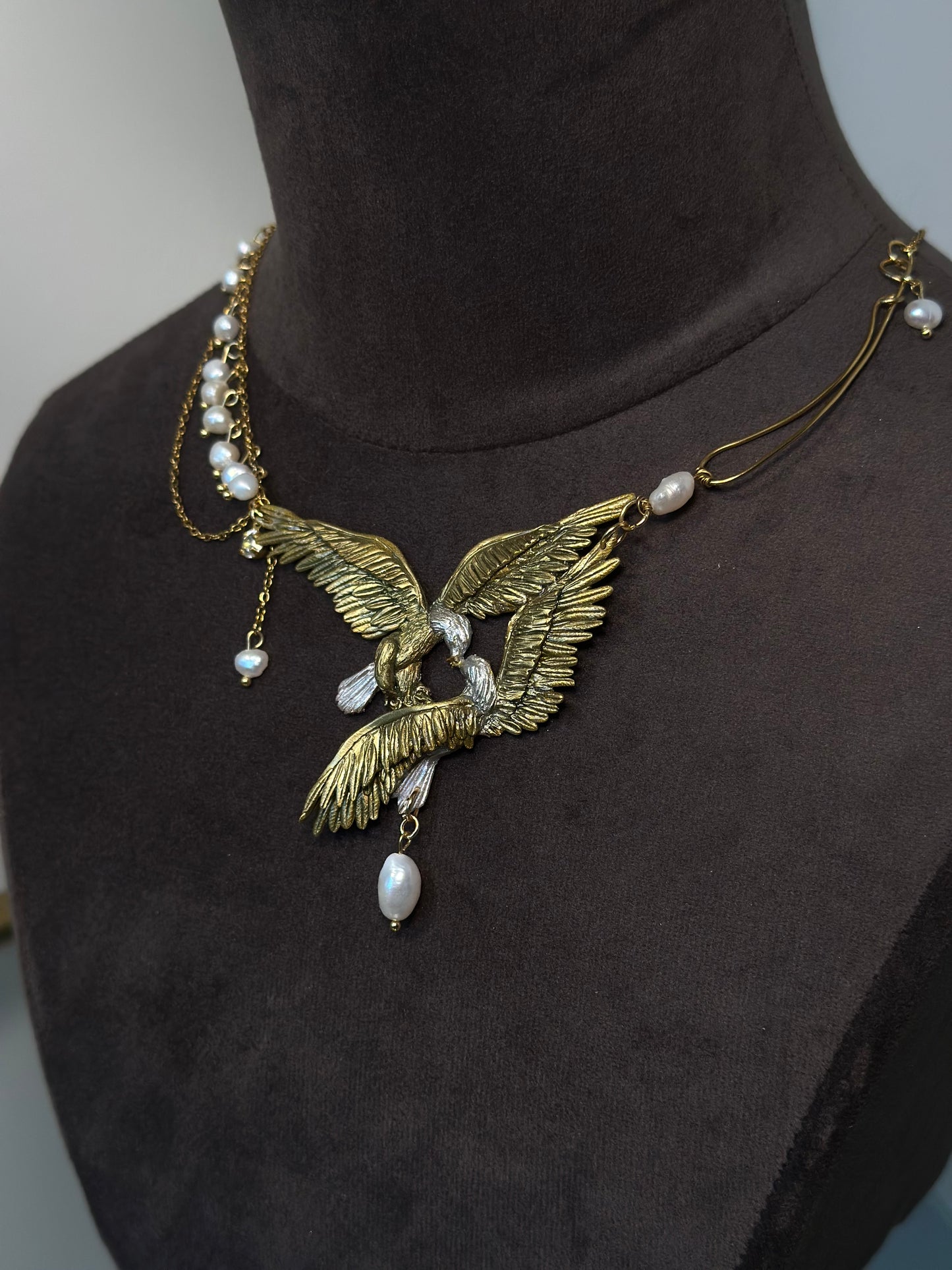 The Standard Above | Eagle-Inspired Statement Necklace with Pearls
