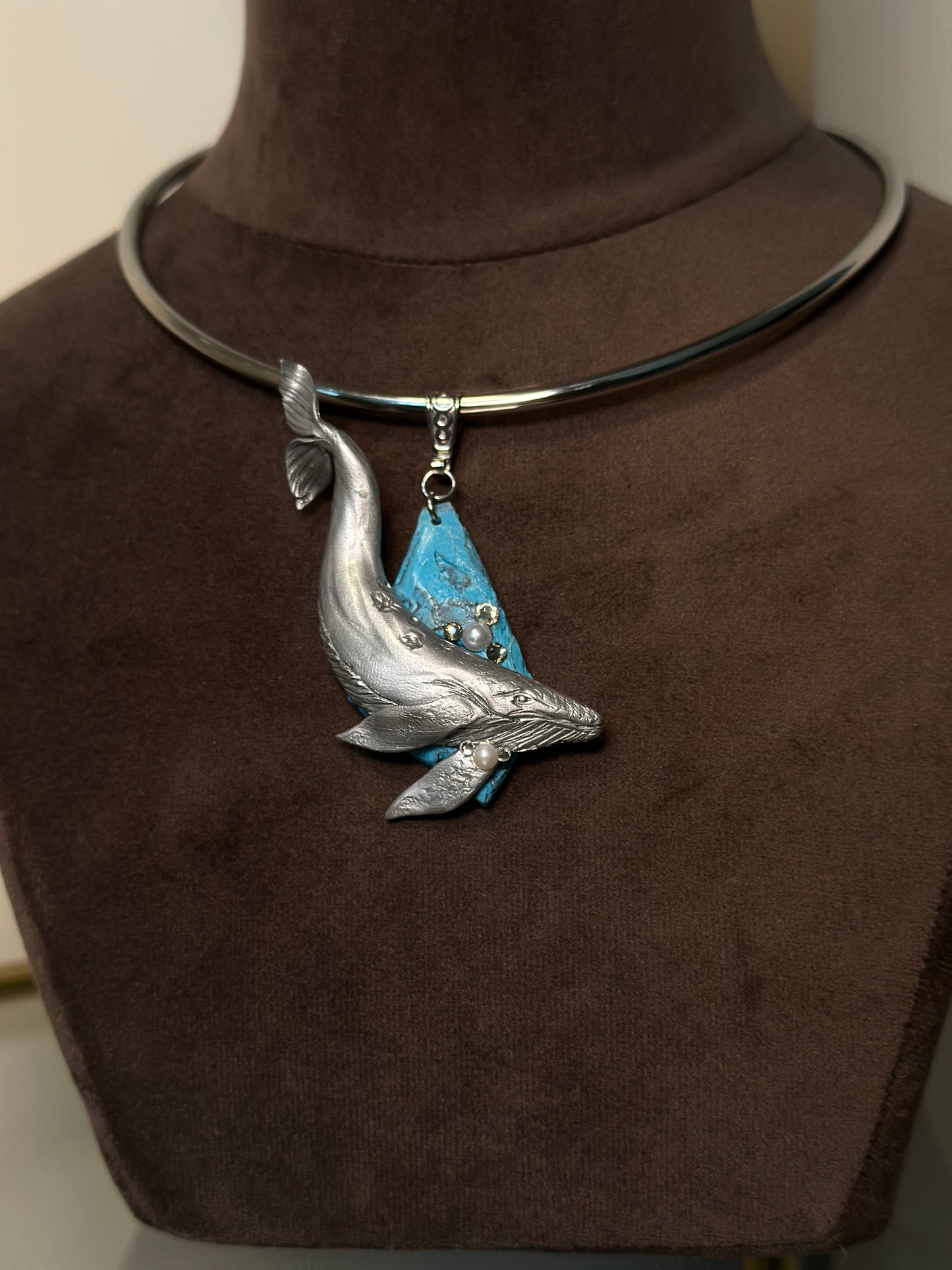 Azure Depths Whale – Turquoise Statement Necklace