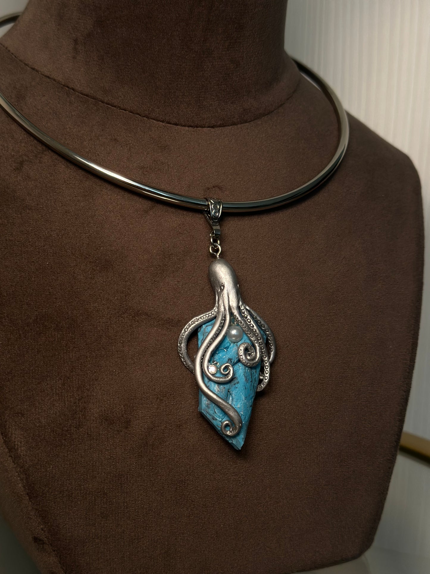 Deep Current Octopus – Turquoise Statement Necklace