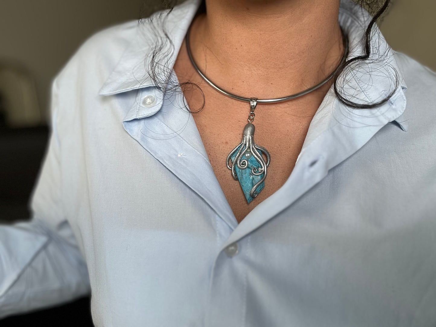 Deep Current Octopus – Turquoise Statement Necklace