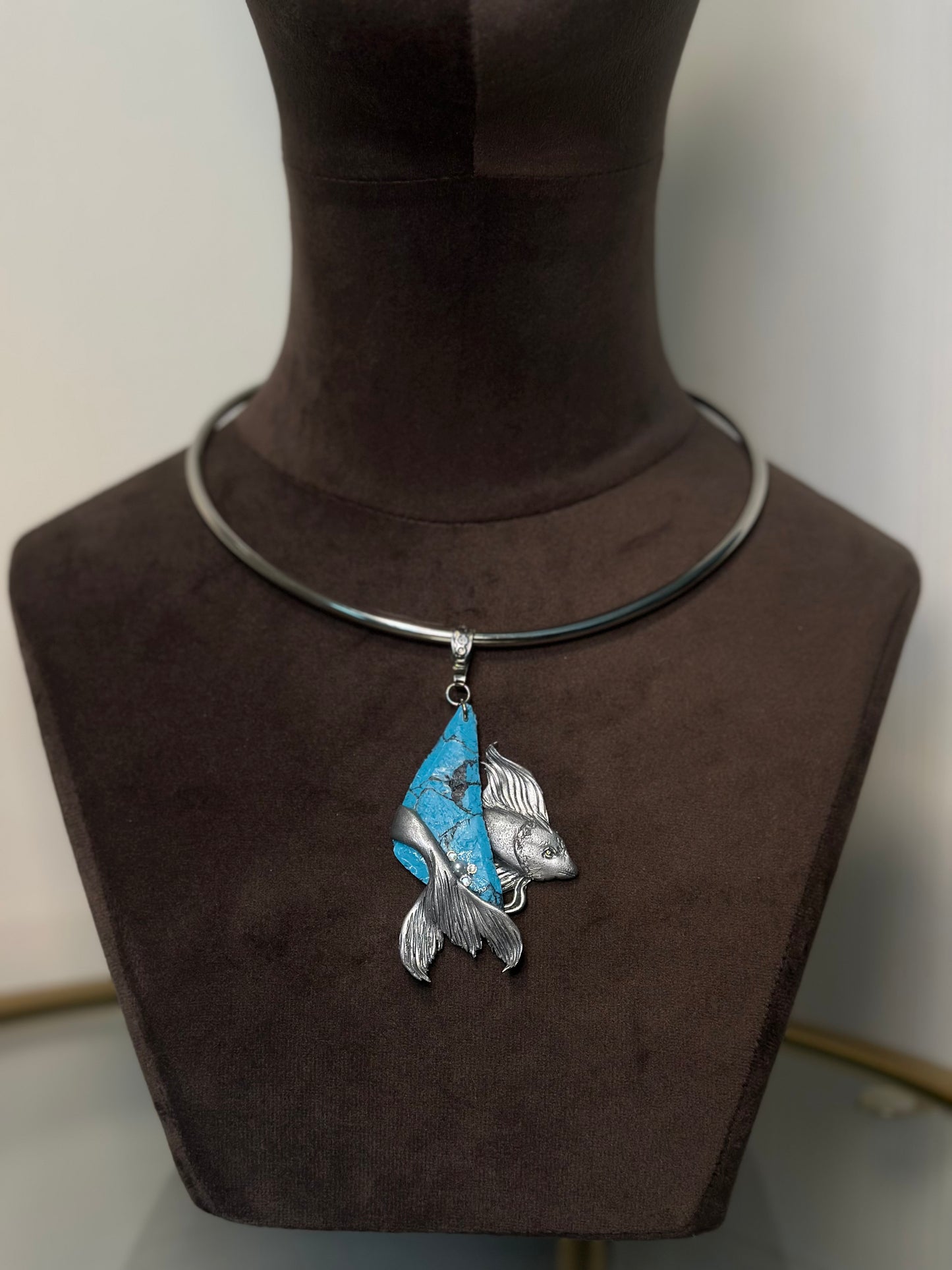 Sea Relic Fish – Turquoise Artistic Necklace