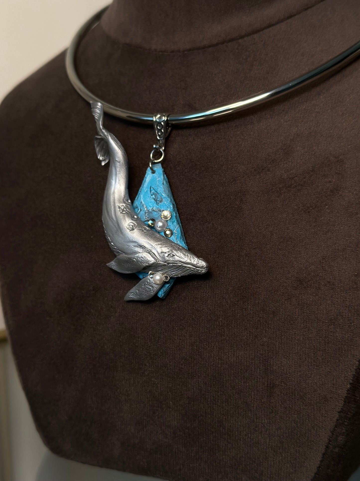 Azure Depths Whale – Turquoise Statement Necklace