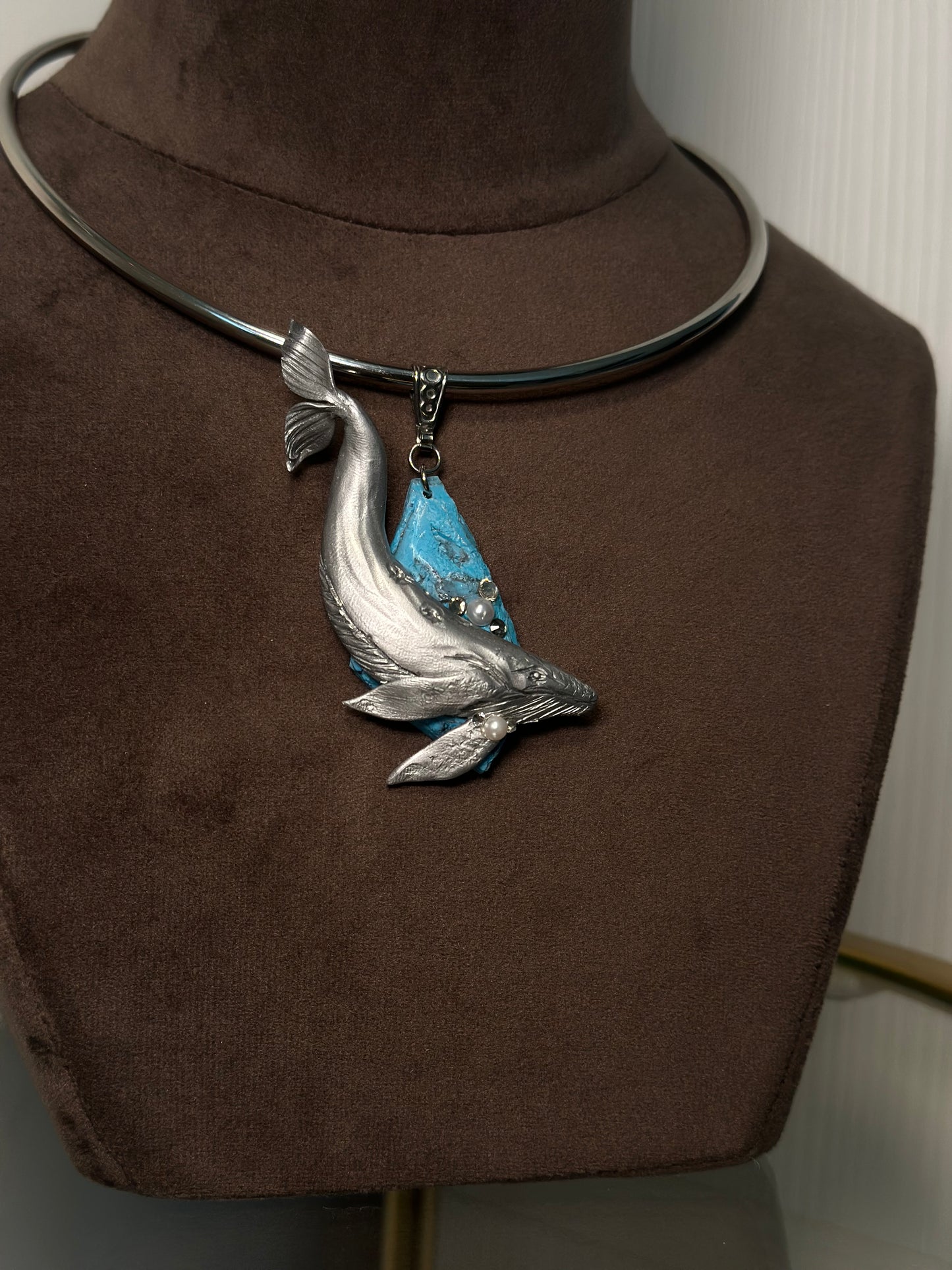 Azure Depths Whale – Turquoise Statement Necklace