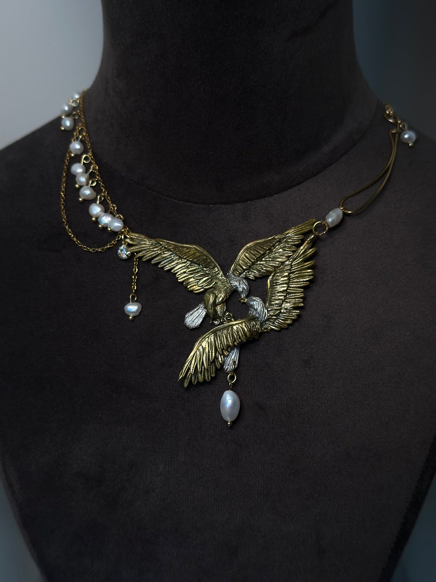 The Standard Above | Eagle-Inspired Statement Necklace with Pearls