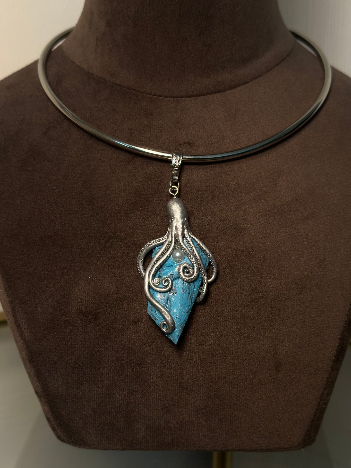 Deep Current Octopus – Turquoise Statement Necklace