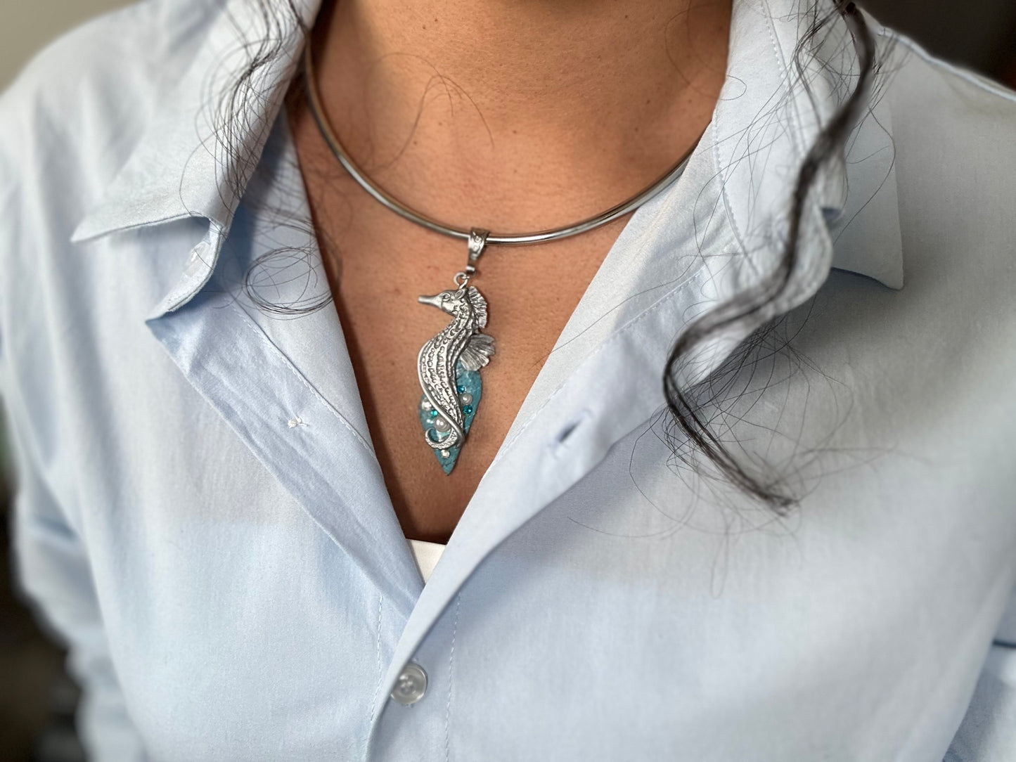 Tidal Grace Seahorse – Turquoise Ocean Necklace