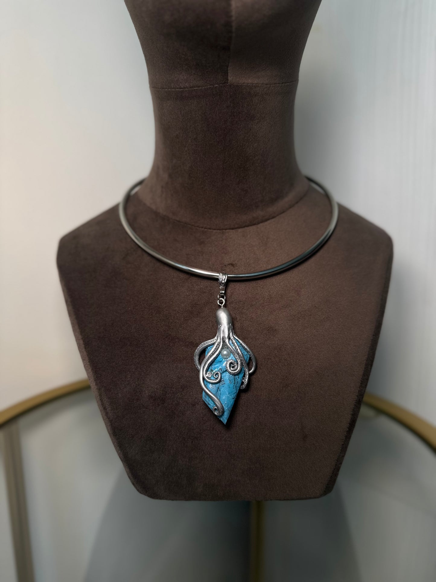 Deep Current Octopus – Turquoise Statement Necklace